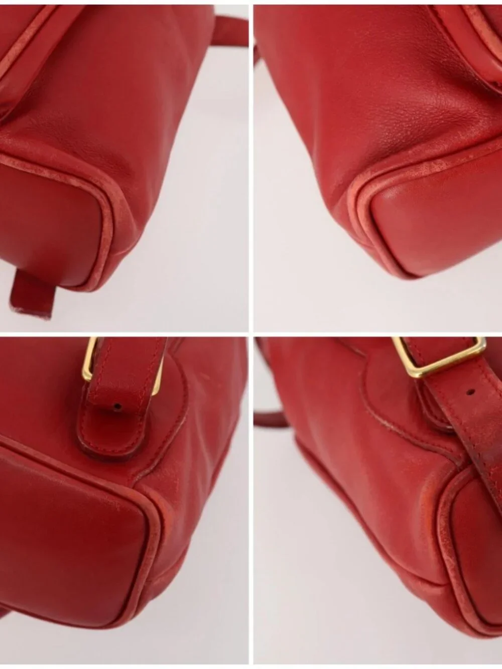 GUCCI Bamboo Backpack Leather Red Gold 003 1705 0030 Auth YKZ946